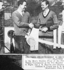 The 1935 Men’s Champions Clifford D. Couch and S. D. Kilmarx on the right and finalists J. N. Hynson and Charles O’Hearn.