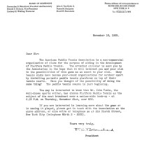 Letter from APTA to Eastern Lawn Tennis Association promoting the game