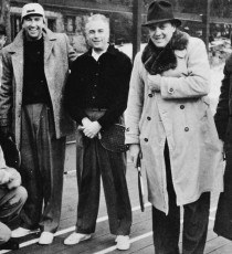 Finalists in Men's Senior Nationals 1958, with Earle Gatchell and Walter Close, who officiated. Left to Right: Earle Gatchell, Jim Carlisle, Frank Pace, Jr., (former Secretary of War), Berk Johnson, Cliff Sutter and Walter Close. Carlisle and Johnson won in 1958, Pace and Sutter in 1959