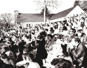 Spectators at Fox Meadow Tennis Club, Scarsdale, NY watching the final of the 1977 Men's Nationals