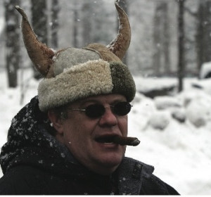 Dave Kjeldsen, founder of A2Z (later renamed Viking Athletics), with his familiar horned hat and cigar