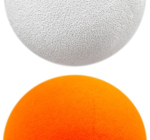 The orange ball was pioneered by John P. Ware using spray-on paint
