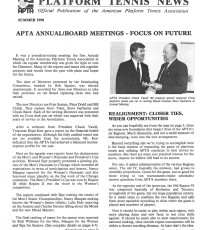 Platform Tennis News, Summer 1990. First annual APTA meeting at which members could vote for Directors.