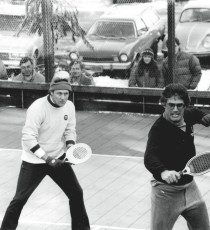 Doug Russell and Clark Graebner compete in an early round of the 1979 Men’s Nationals at Westchester Country Club. They went on to win.